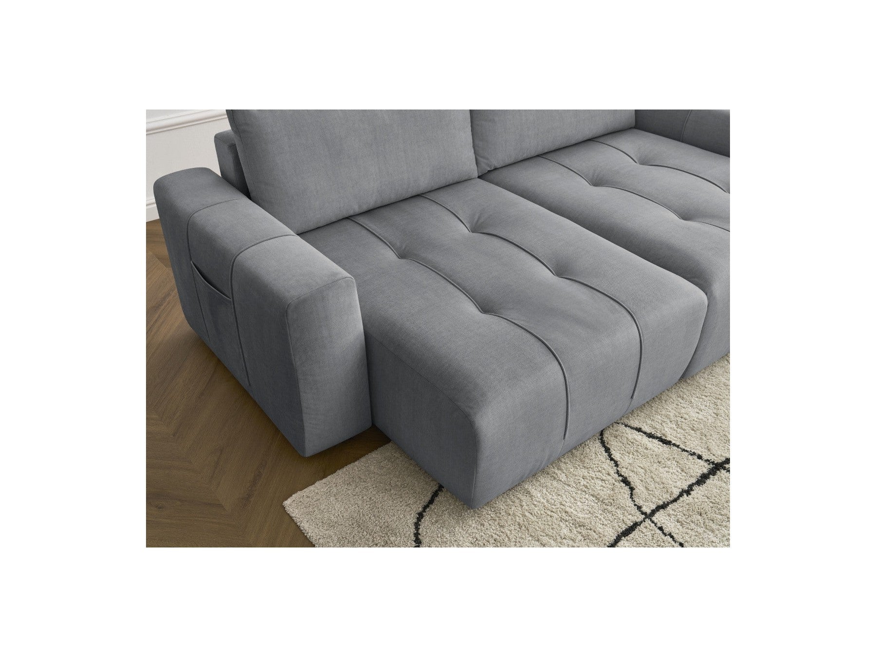 Fixed Straight 4-Seater Sofa - Arsene - Deep Seat - Velvet Fabric