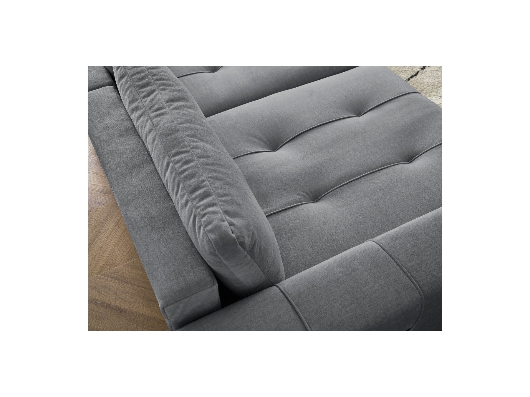 Fixed Straight 4-Seater Sofa - Arsene - Deep Seat - Velvet Fabric