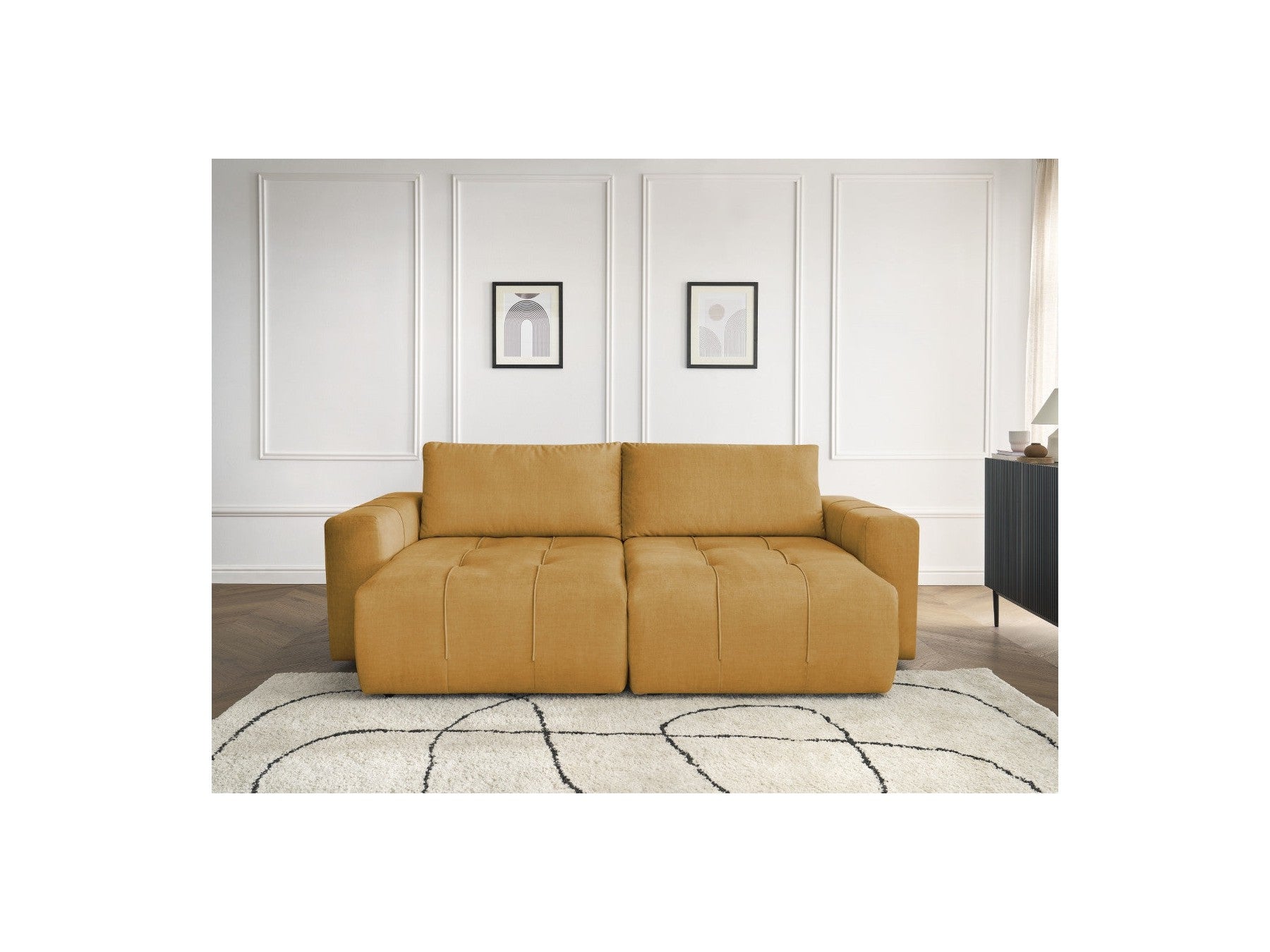 Fixed Straight 4-Seater Sofa - Arsene - Deep Seat - Velvet Fabric