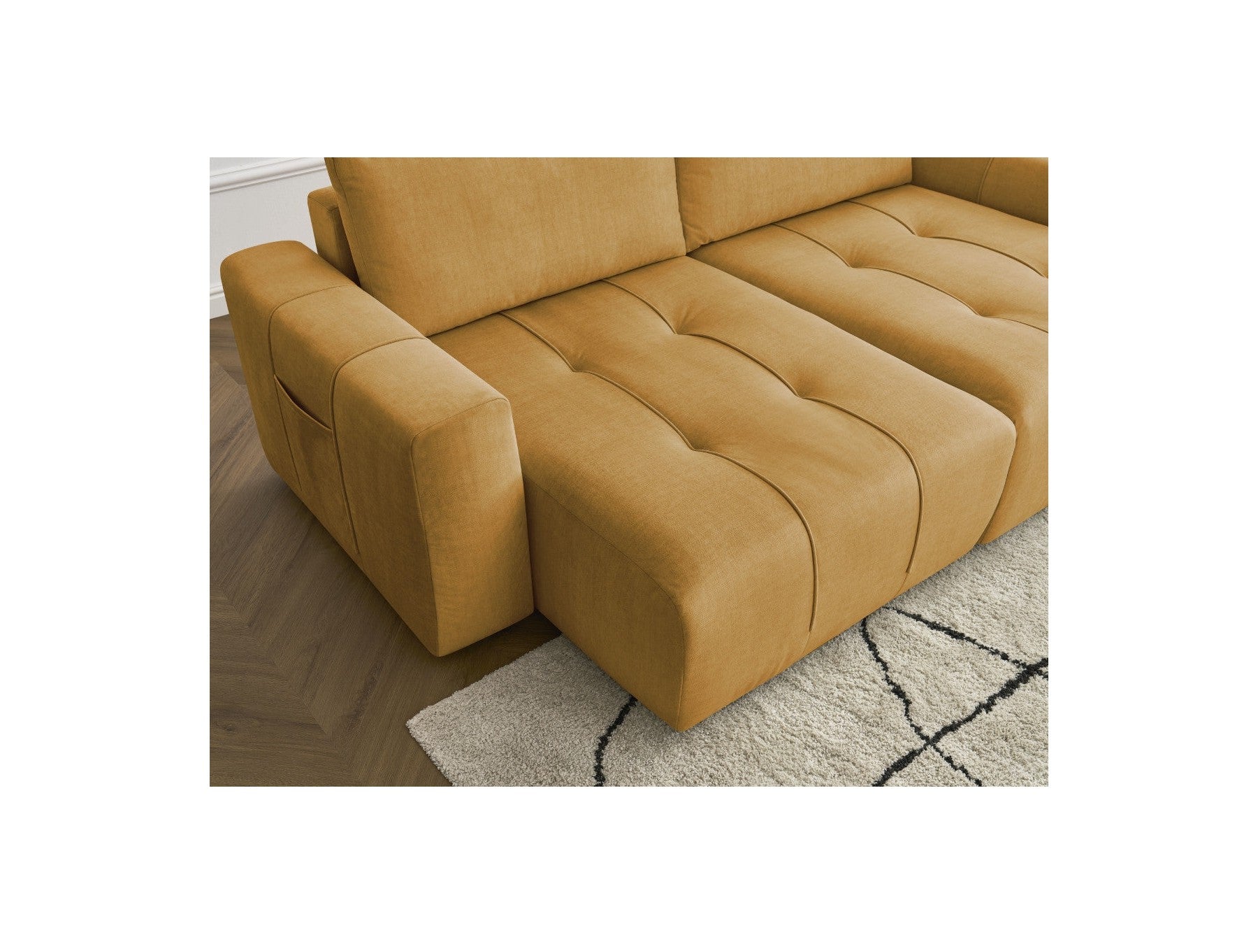 Fixed Straight 4-Seater Sofa - Arsene - Deep Seat - Velvet Fabric