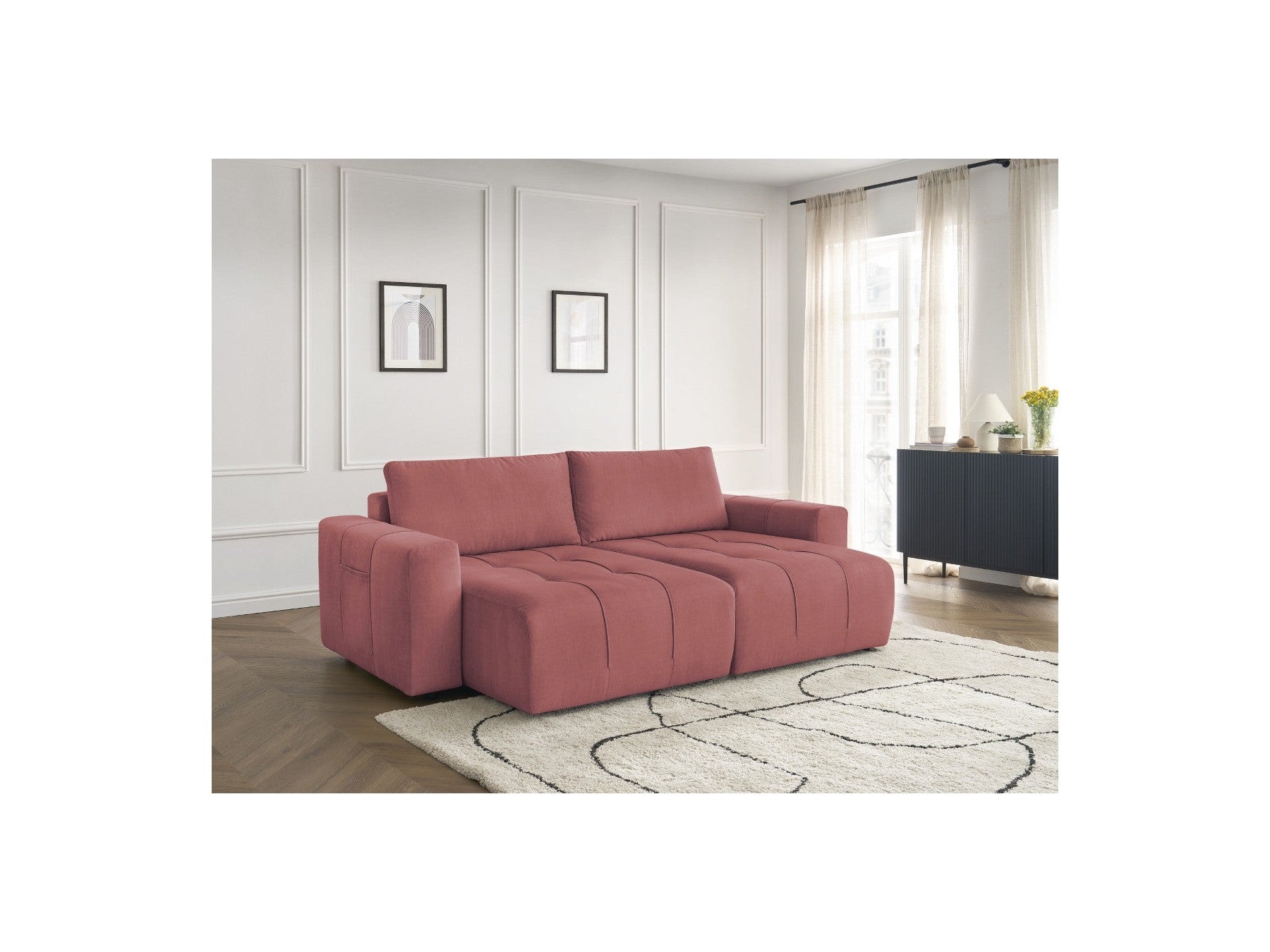 Fixed Straight 4-Seater Sofa - Arsene - Deep Seat - Velvet Fabric