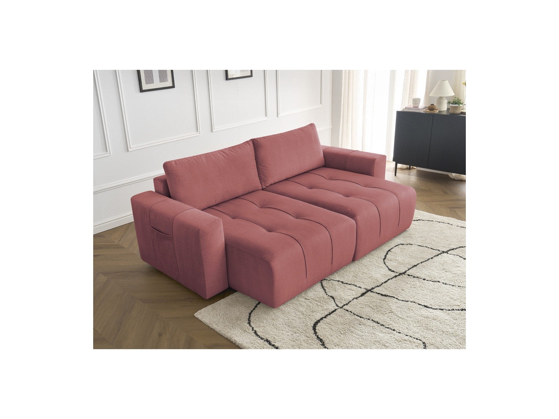 Fixed Straight 4-Seater Sofa - Arsene - Deep Seat - Velvet Fabric