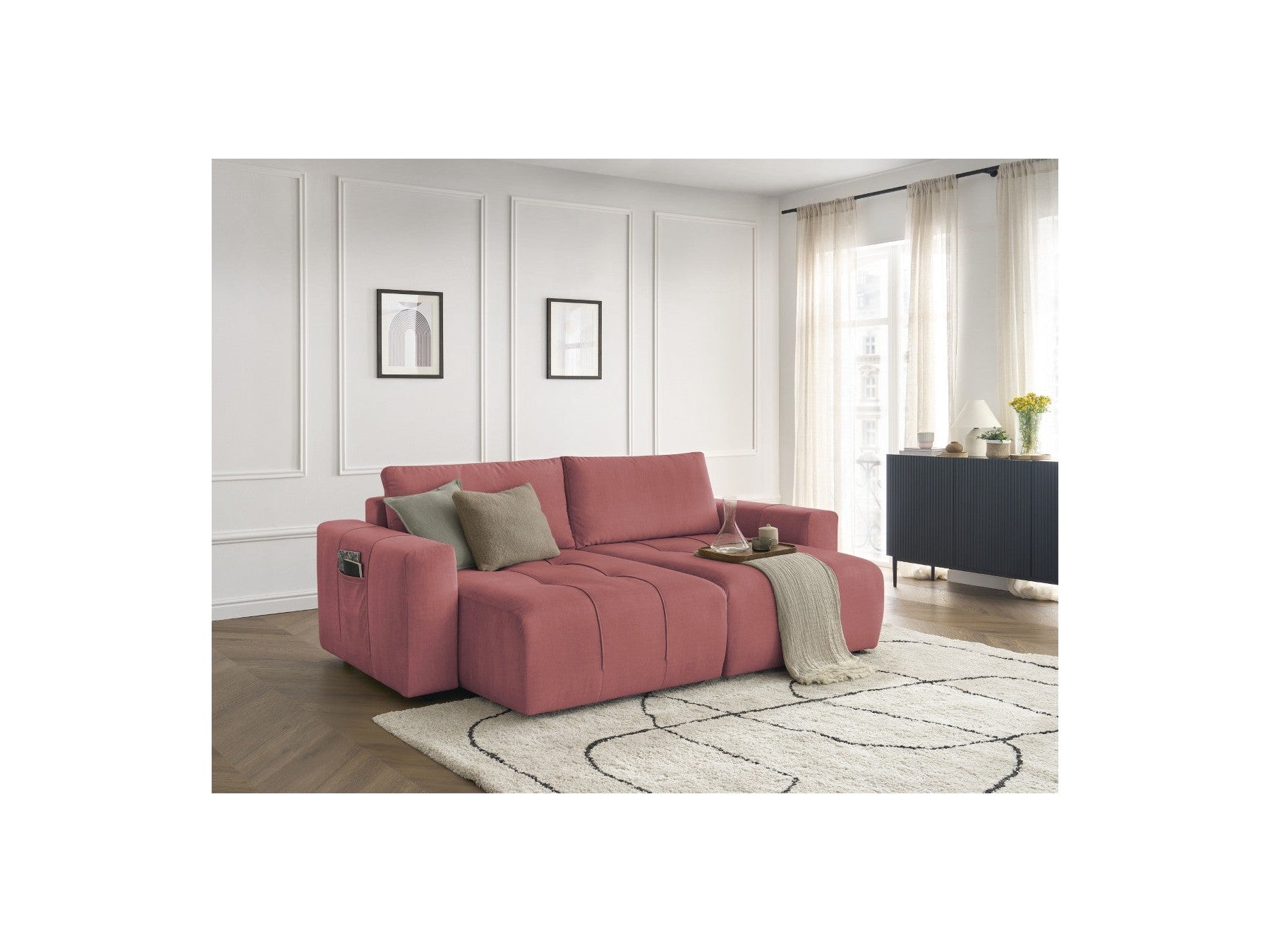 Fixed Straight 4-Seater Sofa - Arsene - Deep Seat - Velvet Fabric