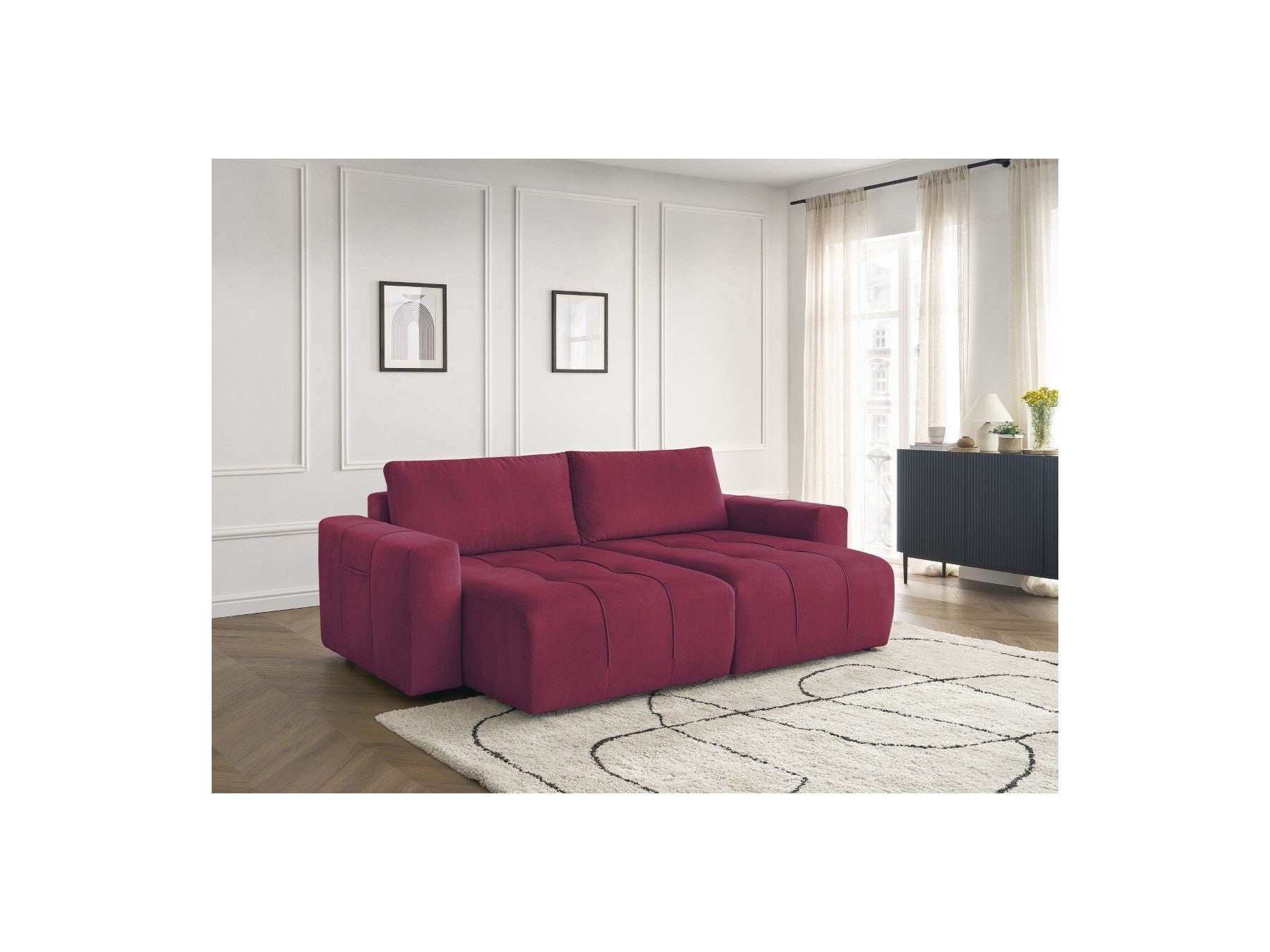 Fixed Straight 4-Seater Sofa - Arsene - Deep Seat - Velvet Fabric