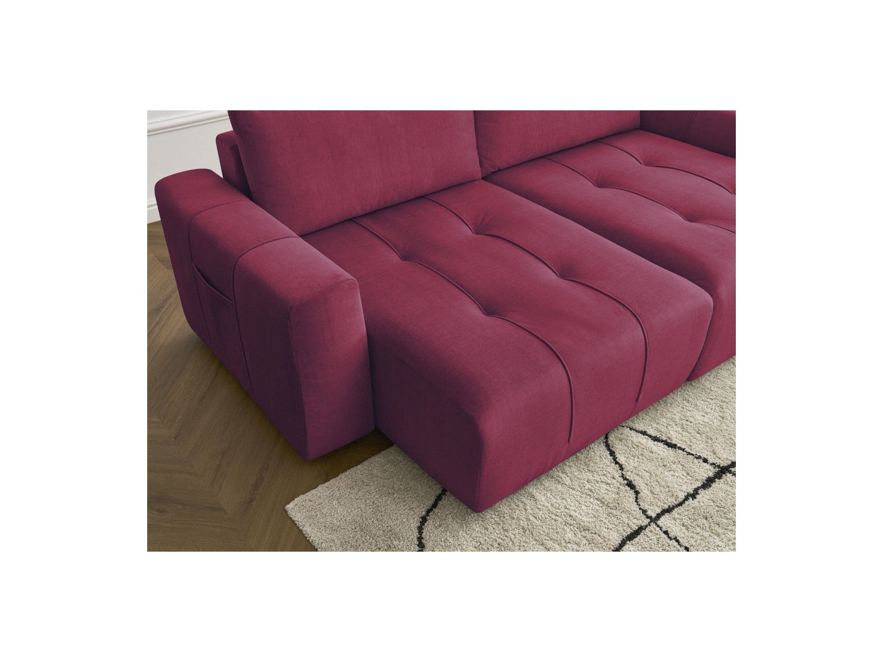 Fixed Straight 4-Seater Sofa - Arsene - Deep Seat - Velvet Fabric