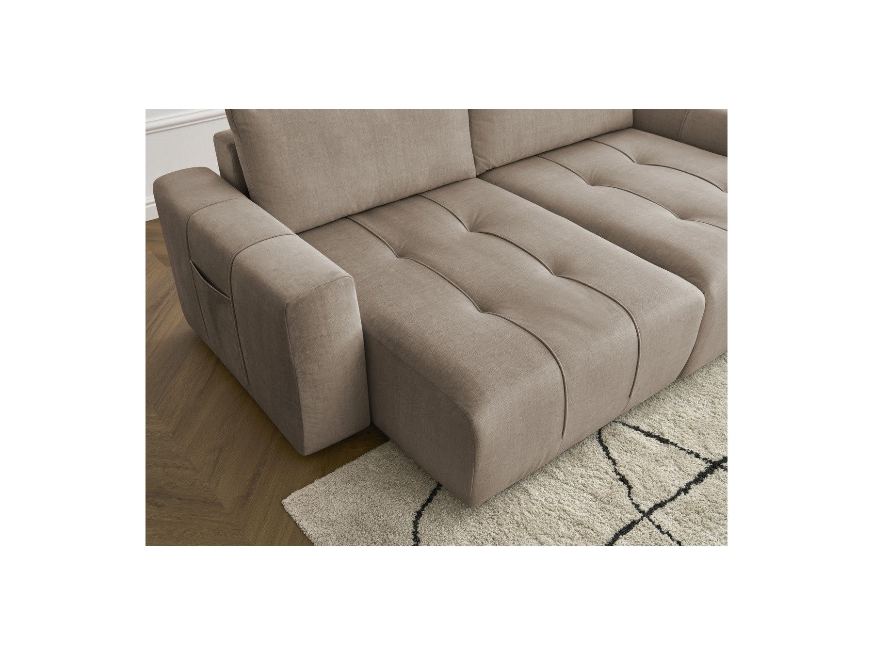 Fixed Straight 4-Seater Sofa - Arsene - Deep Seat - Velvet Fabric