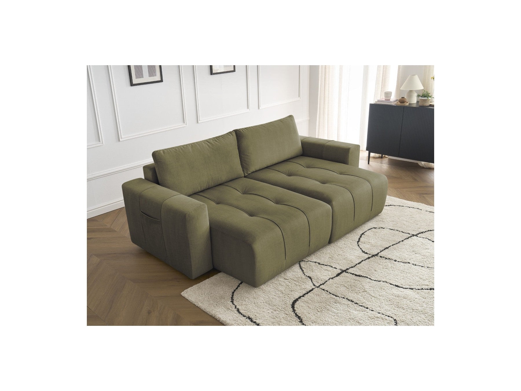 Fixed Straight 4-Seater Sofa - Arsene - Deep Seat - Velvet Fabric