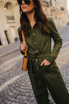 Morgane Khaki Gabardine Jumpsuit