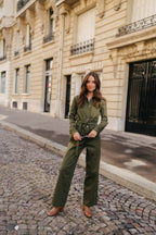 Morgane Khaki Gabardine Jumpsuit
