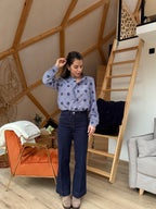 Elsa navy embroidered blouse