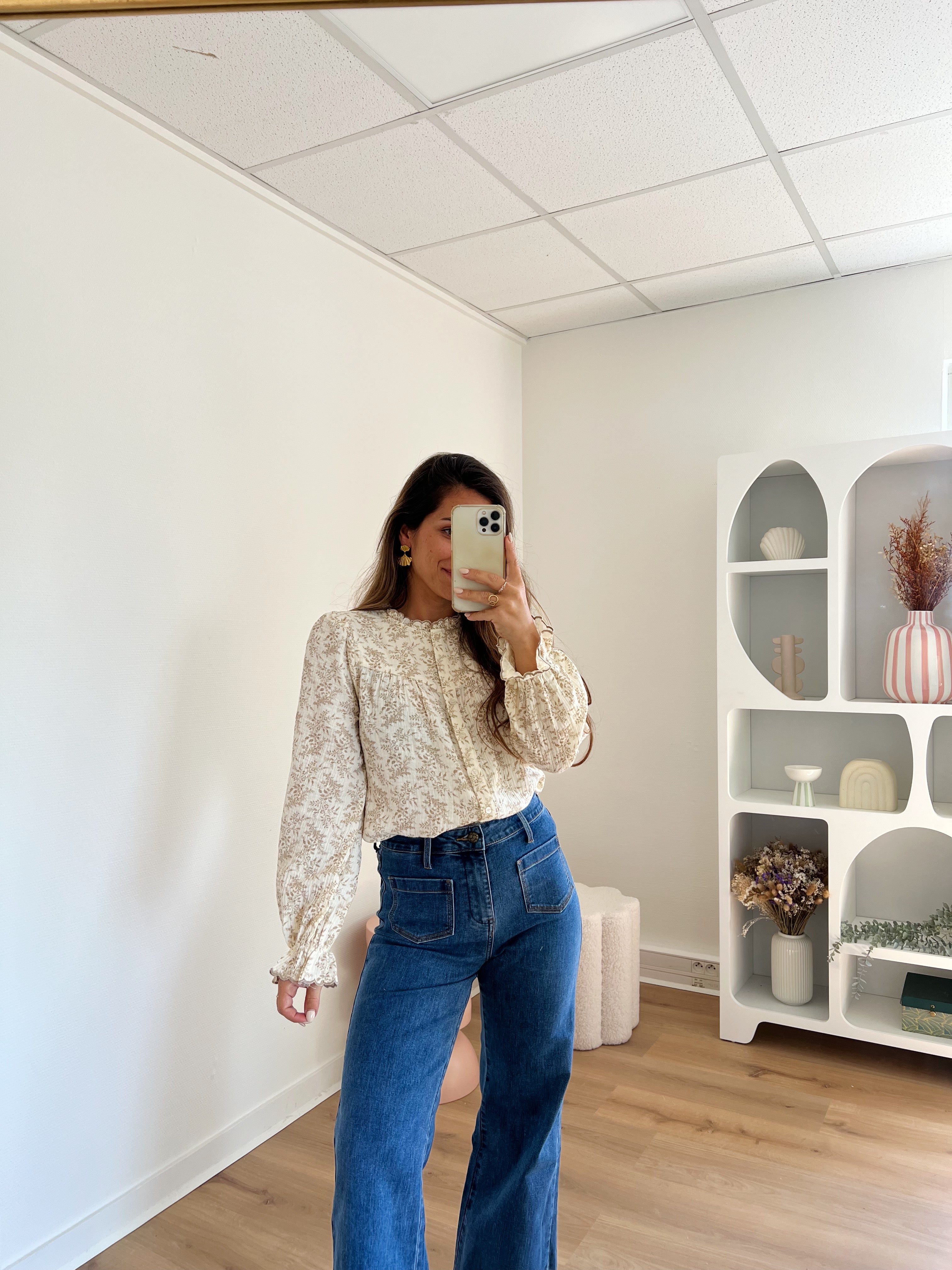 Blouse Fleurie Amélia Beige