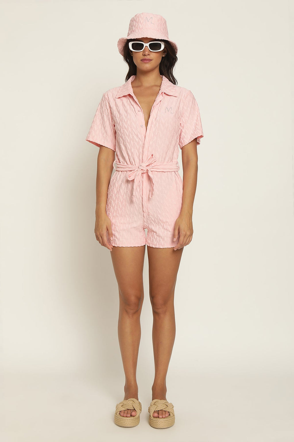 Carolina Playsuit - Pink Terry Towelling