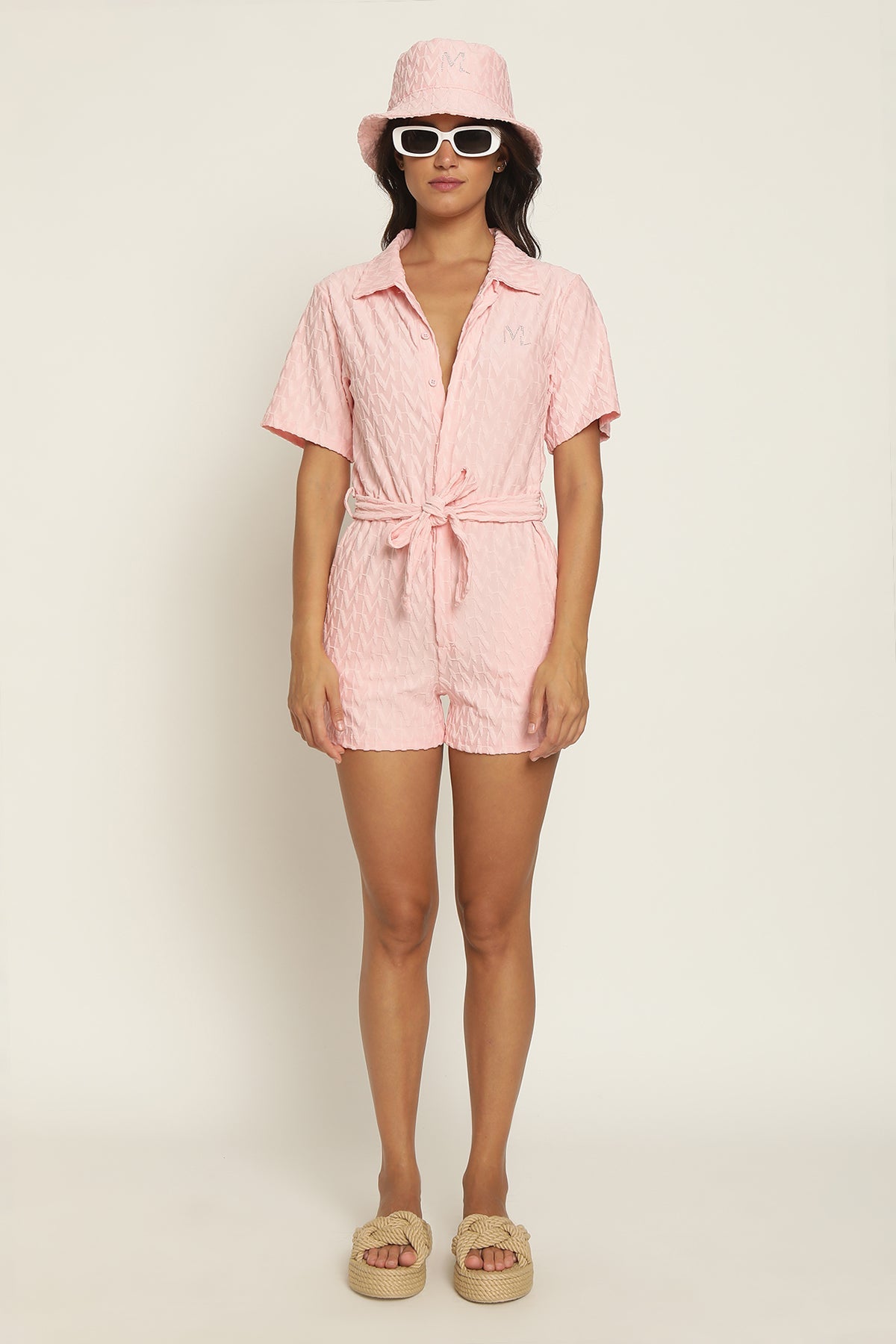 Carolina Playsuit - Pink Terry Towelling
