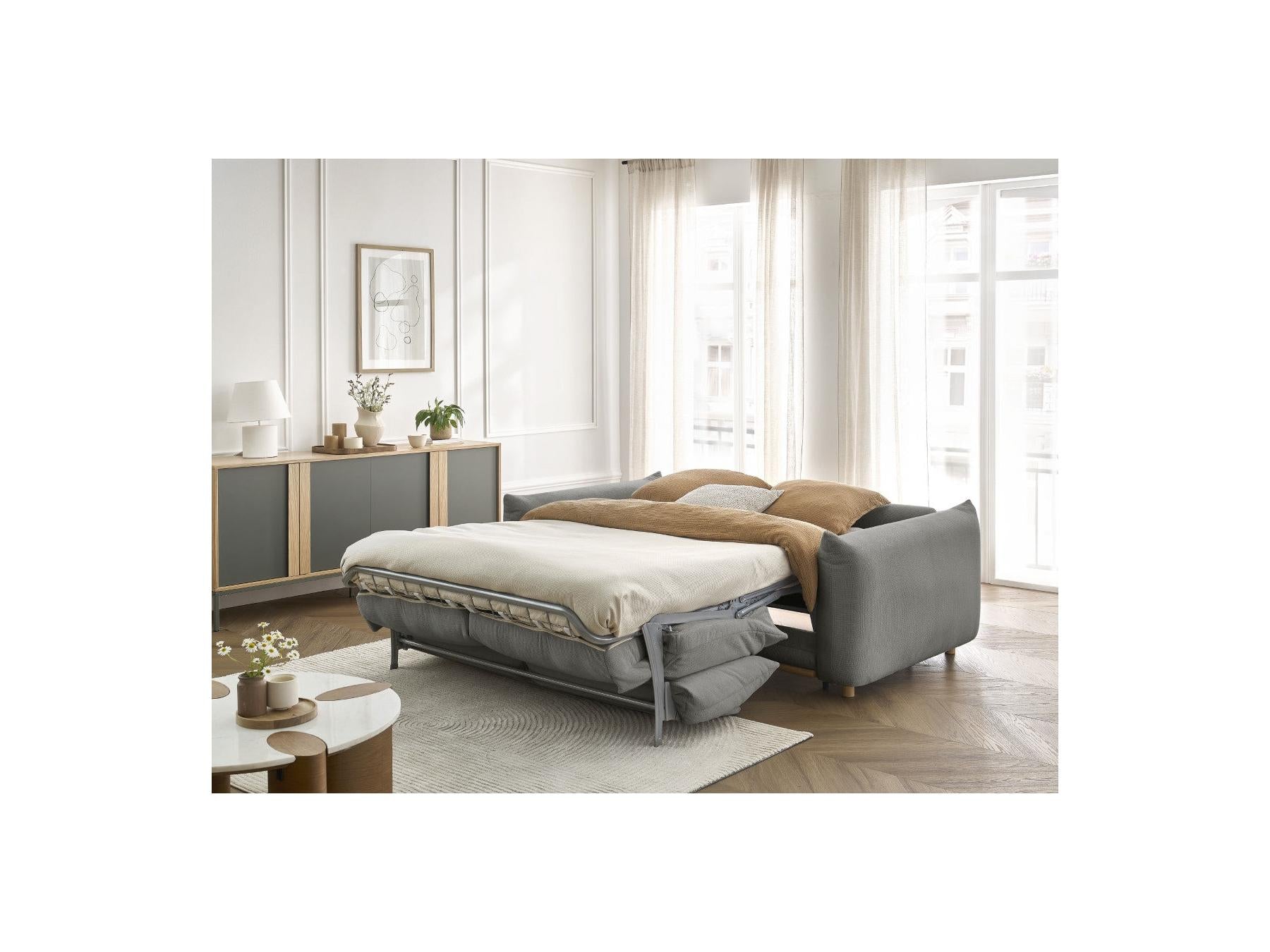 Ernest - Straight Sofa Bed with Express Opening - Smooth Fabric - 160X190