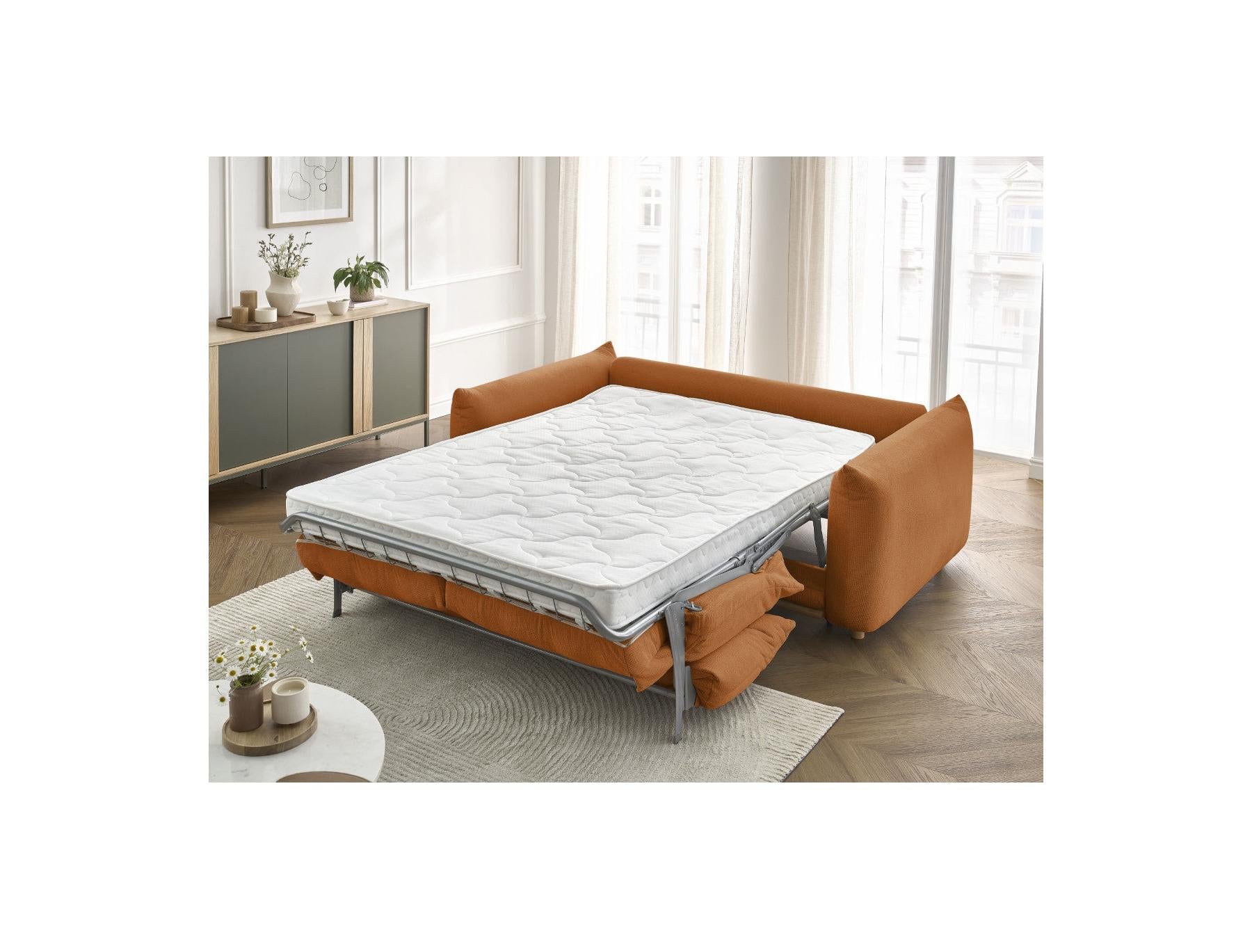 Ernest - Straight Sofa Bed with Express Opening - Smooth Fabric - 160X190