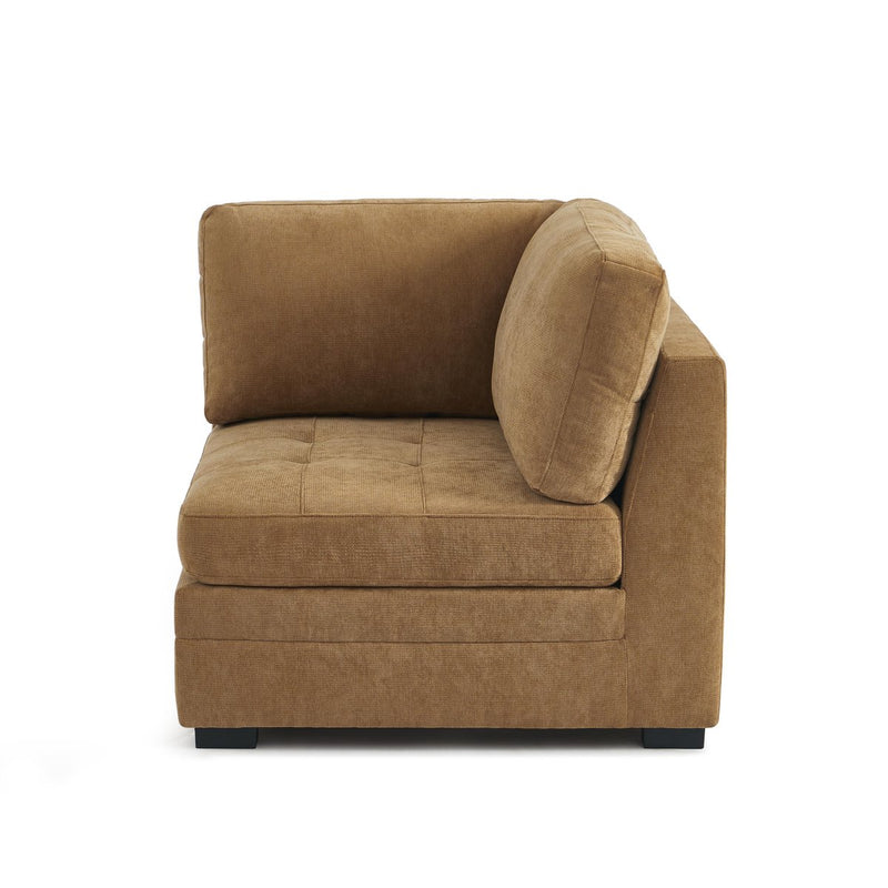 Canapé Droit Modulable 3 Pièces Billie - Tissu Chenille Écureuil