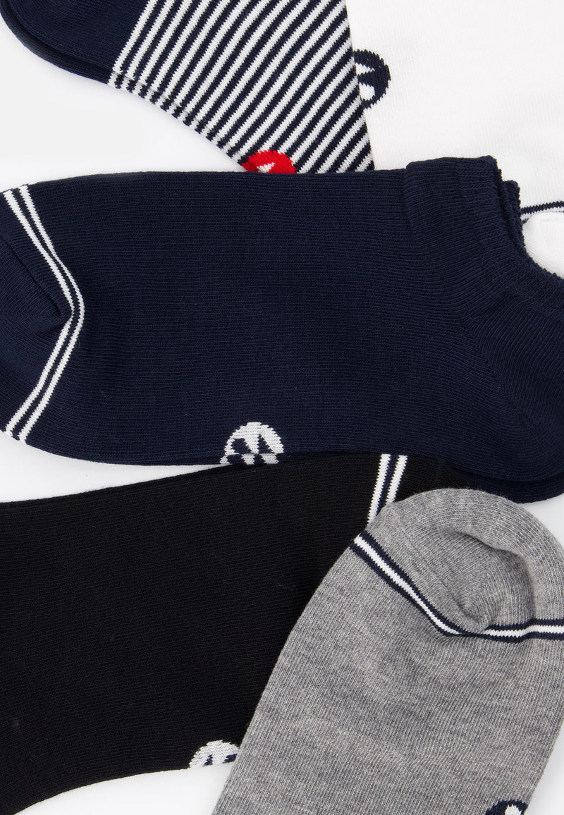 Lot De 5 Paires De Chaussettes Basses - Mariniere Marine Gris Chine Blanc Noir