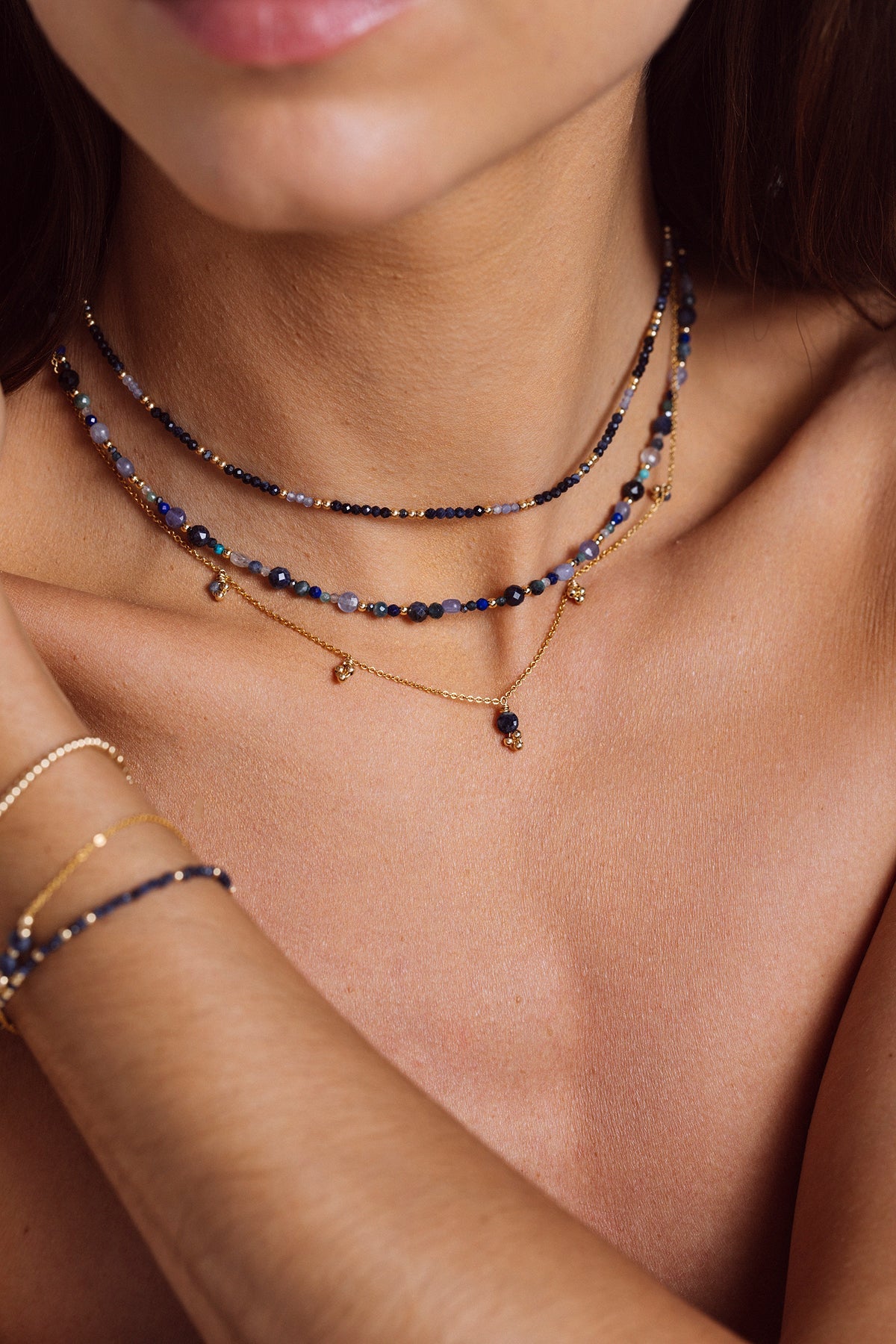 Collier-Bracelet Double Queen - Azur