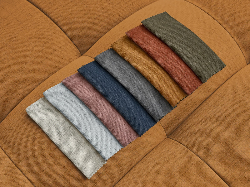 Canapé D'Angle Fixe - Cloud - Tissu Lisse Avec Pouf - Angle Gauche