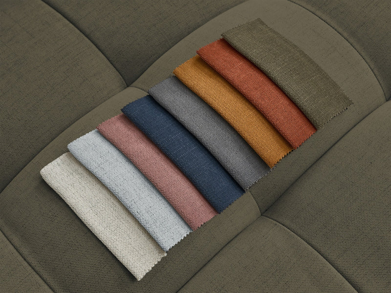 Canapé D'Angle Fixe - Cloud - Tissu Lisse Avec Pouf - Angle Gauche