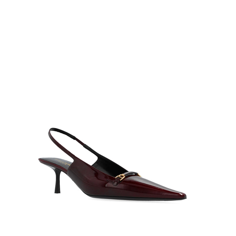 Escarpins - Saint Laurent 'Carine' Leather Slingback - Burgundy