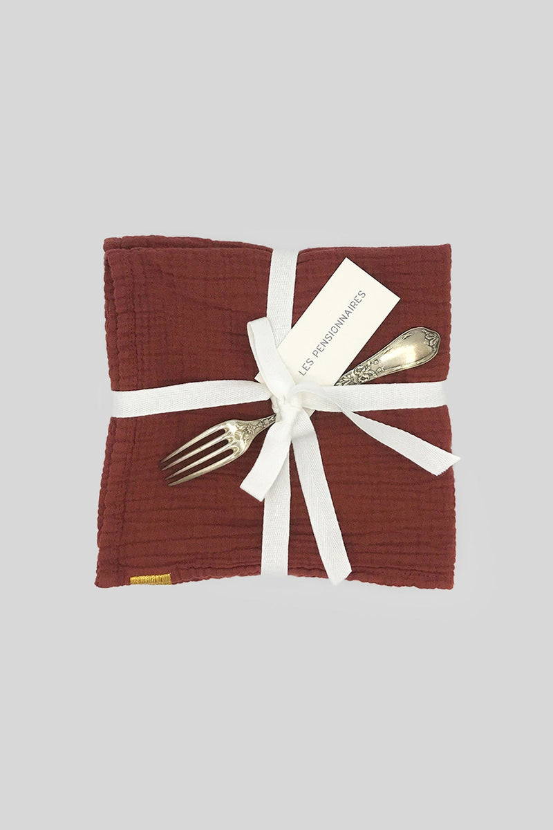 Serviette tissu en double gaze de coton rouille Les pensionnaires