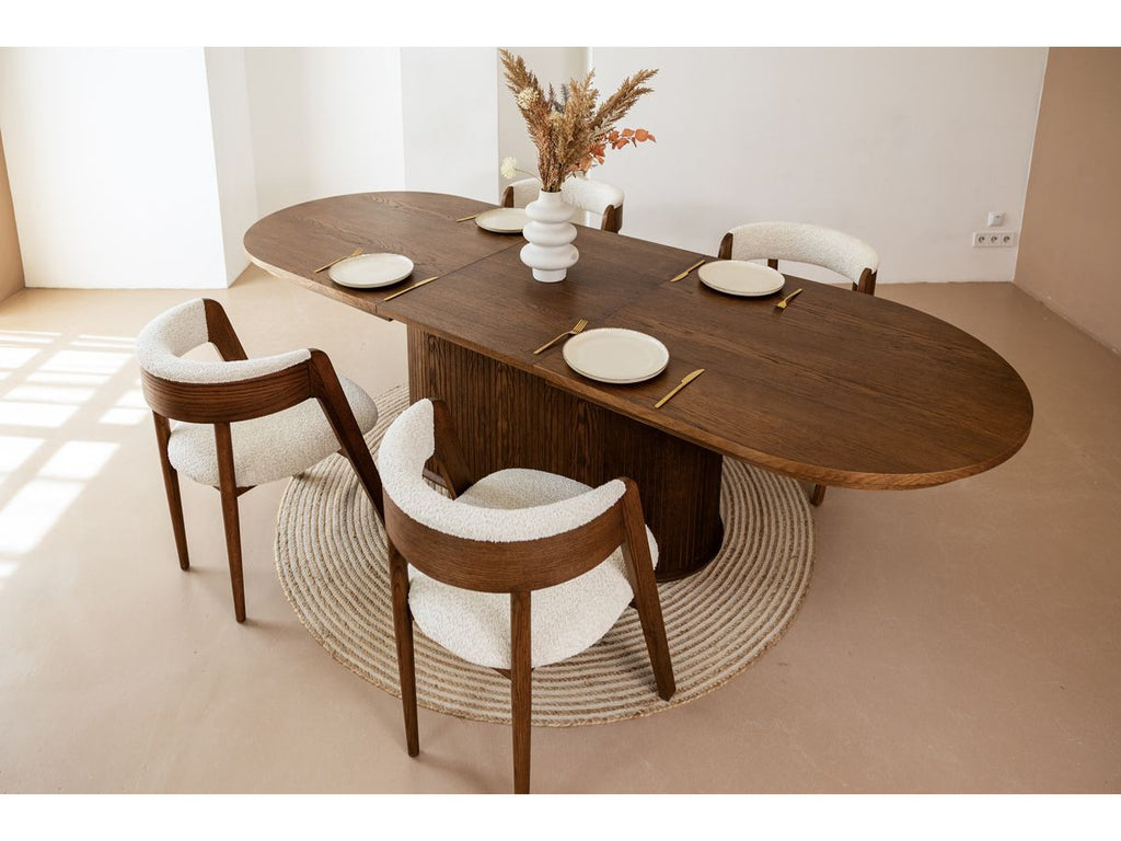 Malmousque - Mesa de comedor extensible de 210 a 270 cm en chapa de roble macizo