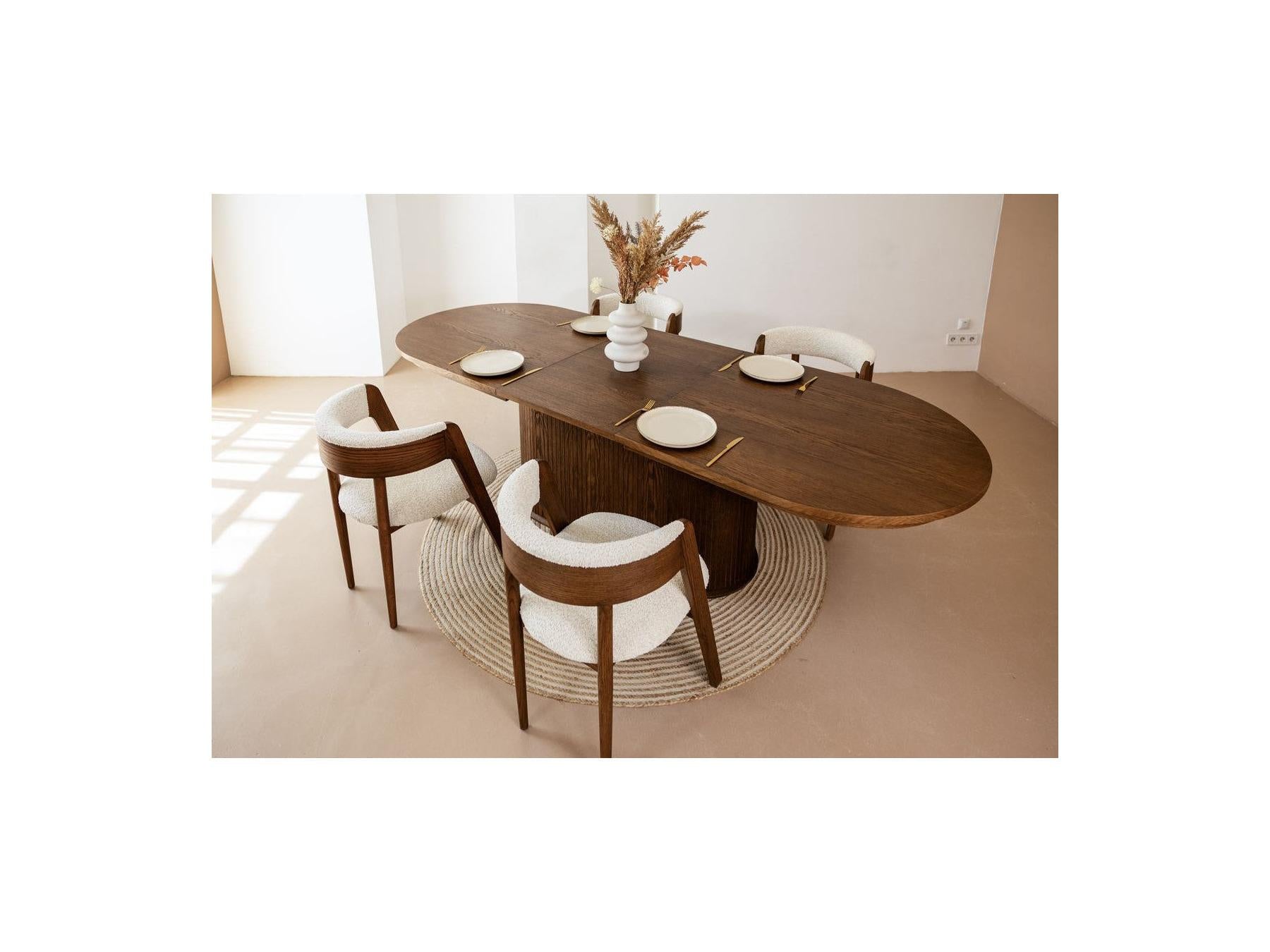 Malmousque - Mesa de comedor extensible de 210 a 270 cm en chapa de roble macizo