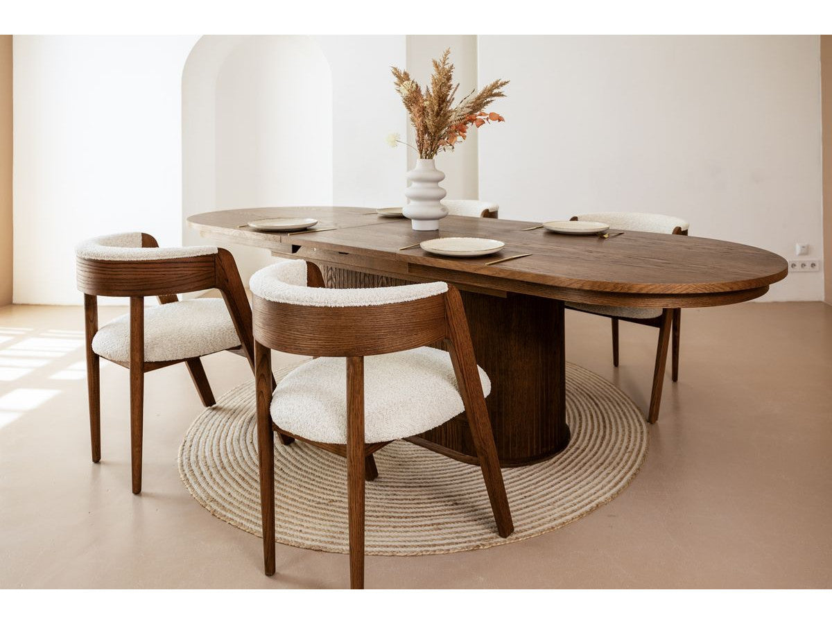 Malmousque - Mesa de comedor extensible de 210 a 270 cm en chapa de roble macizo