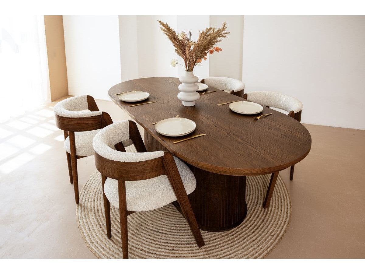 Malmousque - Mesa de comedor extensible de 210 a 270 cm en chapa de roble macizo
