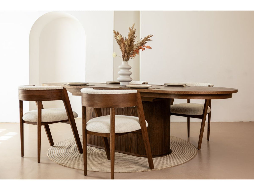 Malmousque - Ensemble Avec Table À Manger Extensible 210 À 270 Cm + 6 Chaises Bastide Placage Chêne Massif