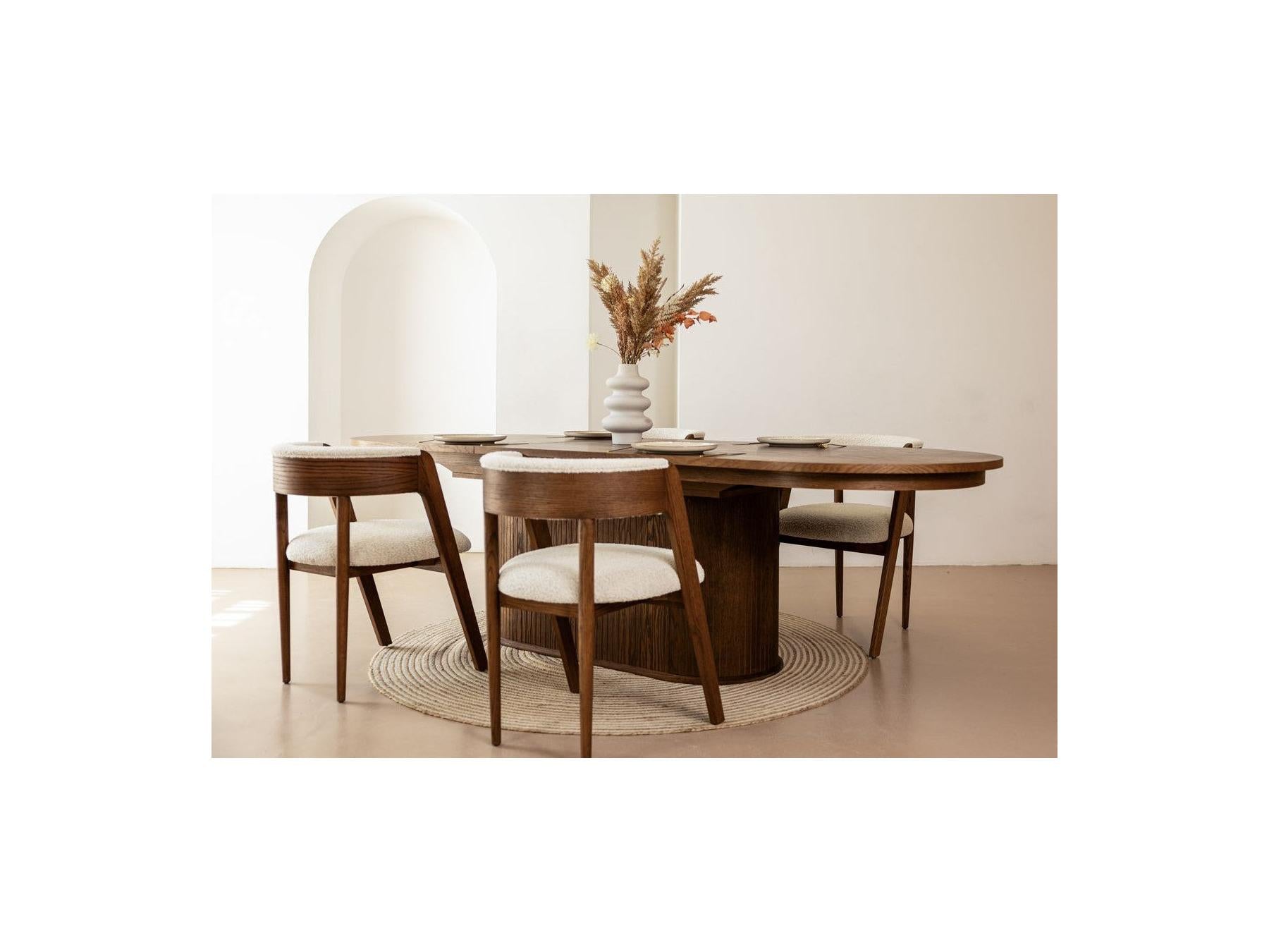 Malmousque - Ensemble Avec Table À Manger Extensible 210 À 270 Cm + 6 Chaises Bastide Placage Chêne Massif