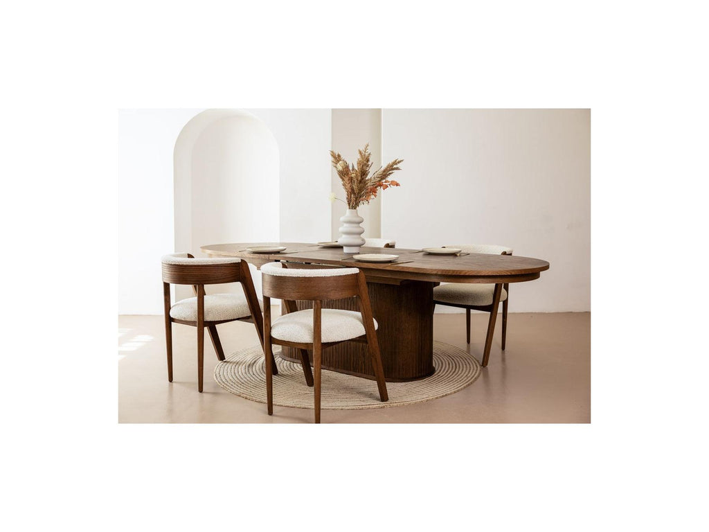 Malmousque - Ensemble Avec Table À Manger Extensible 210 À 270 Cm + 6 Chaises Bastide Placage Chêne Massif