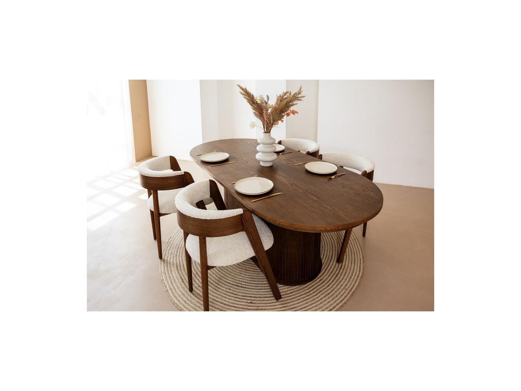 Malmousque - Ensemble Avec Table À Manger Extensible 210 À 270 Cm + 6 Chaises Bastide Placage Chêne Massif
