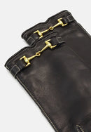 Gants Greco Cuir Doublés Cachemire - Noir Tactile - Femme