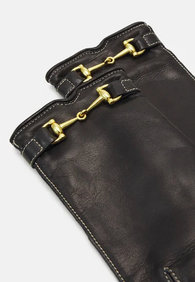 Gants Greco Cuir Doublés Cachemire - Noir Tactile - Femme