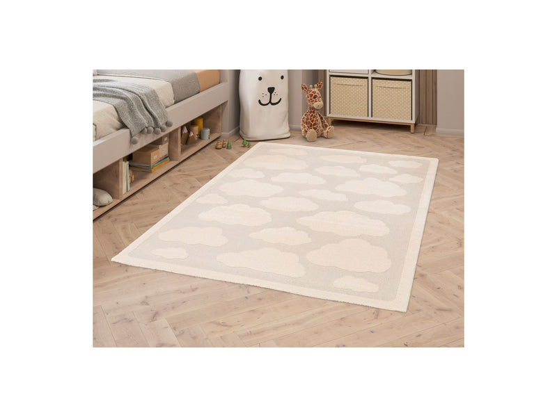 Mapa - Alfombra de pelo corto - Estampado de nubes - Beige