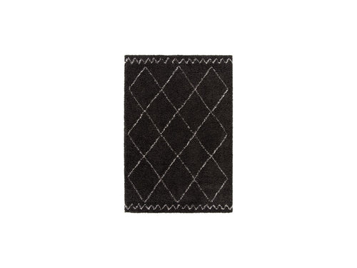 Simon - Alfombra De Pelo Largo - Estampado Gráfico - Negro