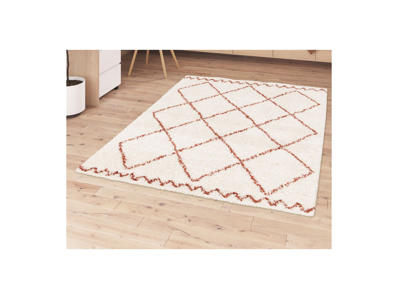 Tapis Poils Longs Simon Motifs Graphiques - Beige