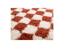 Tapis Poils Longs Damien Motifs Damier - Orange