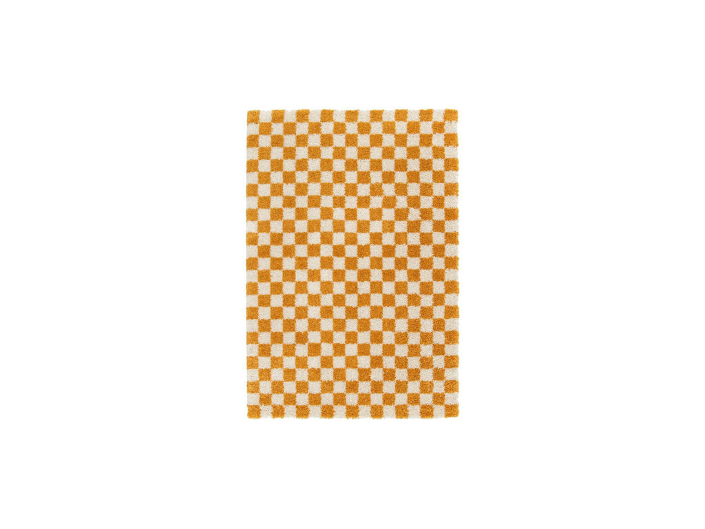 Damien - Long-Pile Rug - Checkerboard Pattern - Yellow