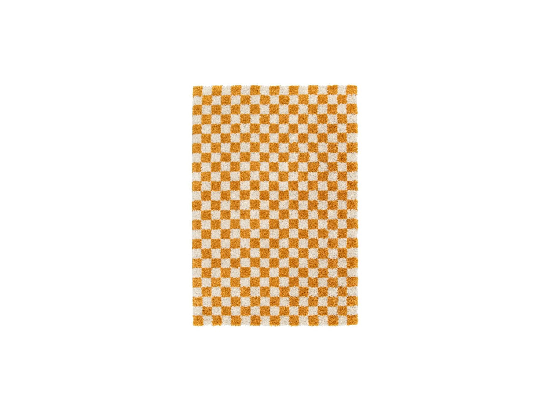 Damien - Long-Pile Rug - Checkerboard Pattern - Yellow