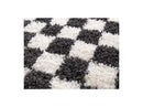 Tapis Poils Longs Damien Motifs Damier - Noir