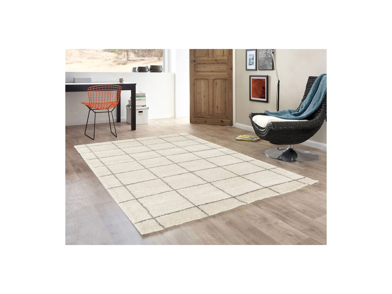 Tapis Poils Longs Hector Motifs Graphiques - Beige