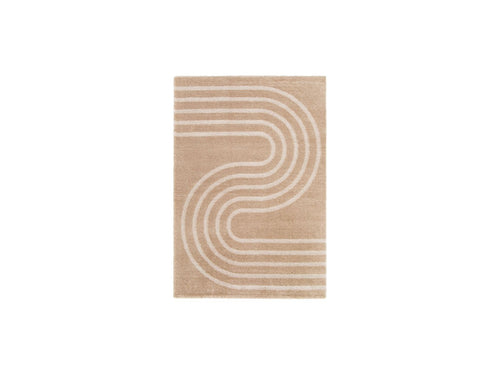 Tapis Poils Longs Hugues Motifs Abstraits - Beige