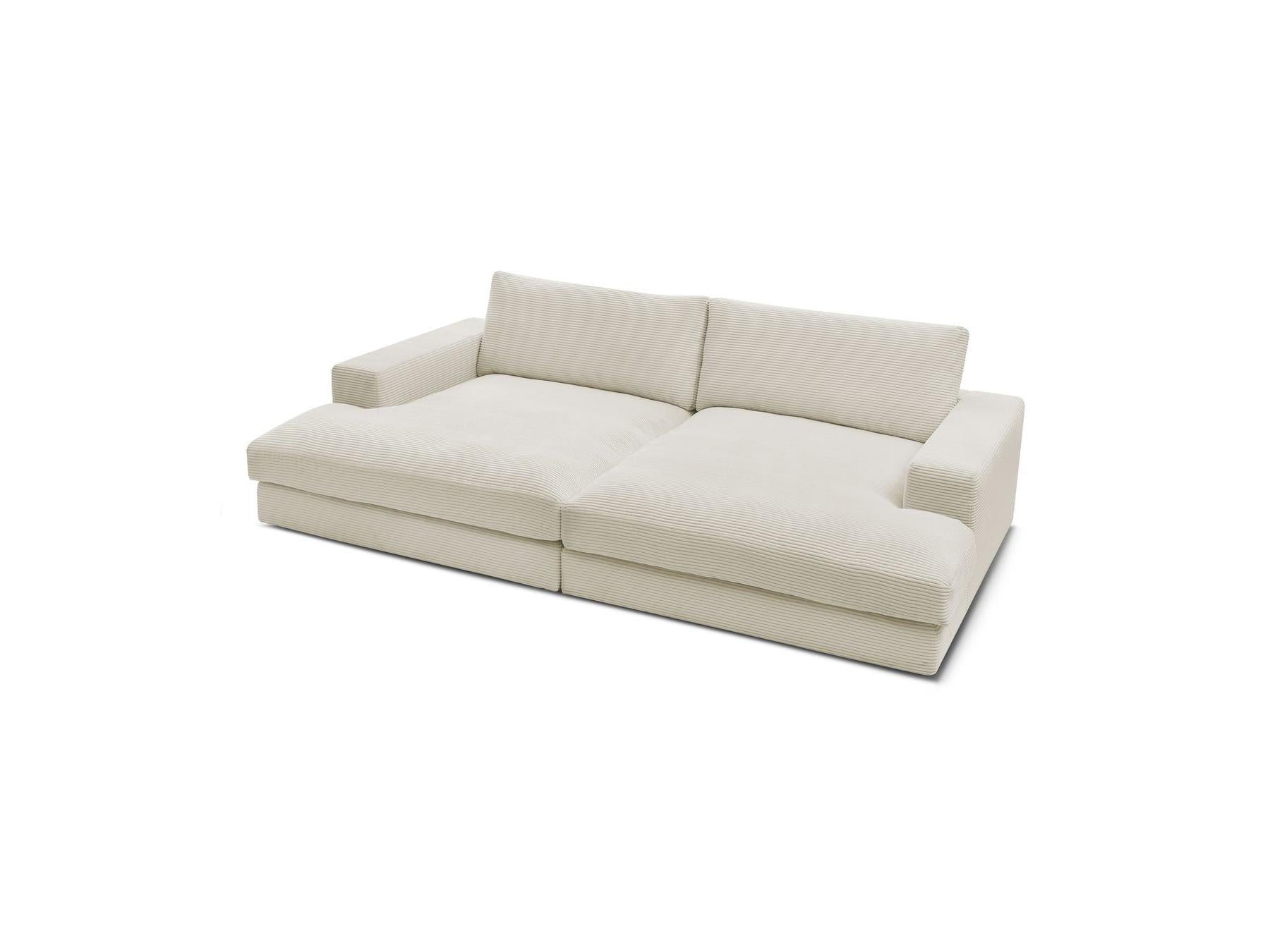 Fixed Straight 4-Seater Compact Sofa Deep Seat - Leonard - Corduroy