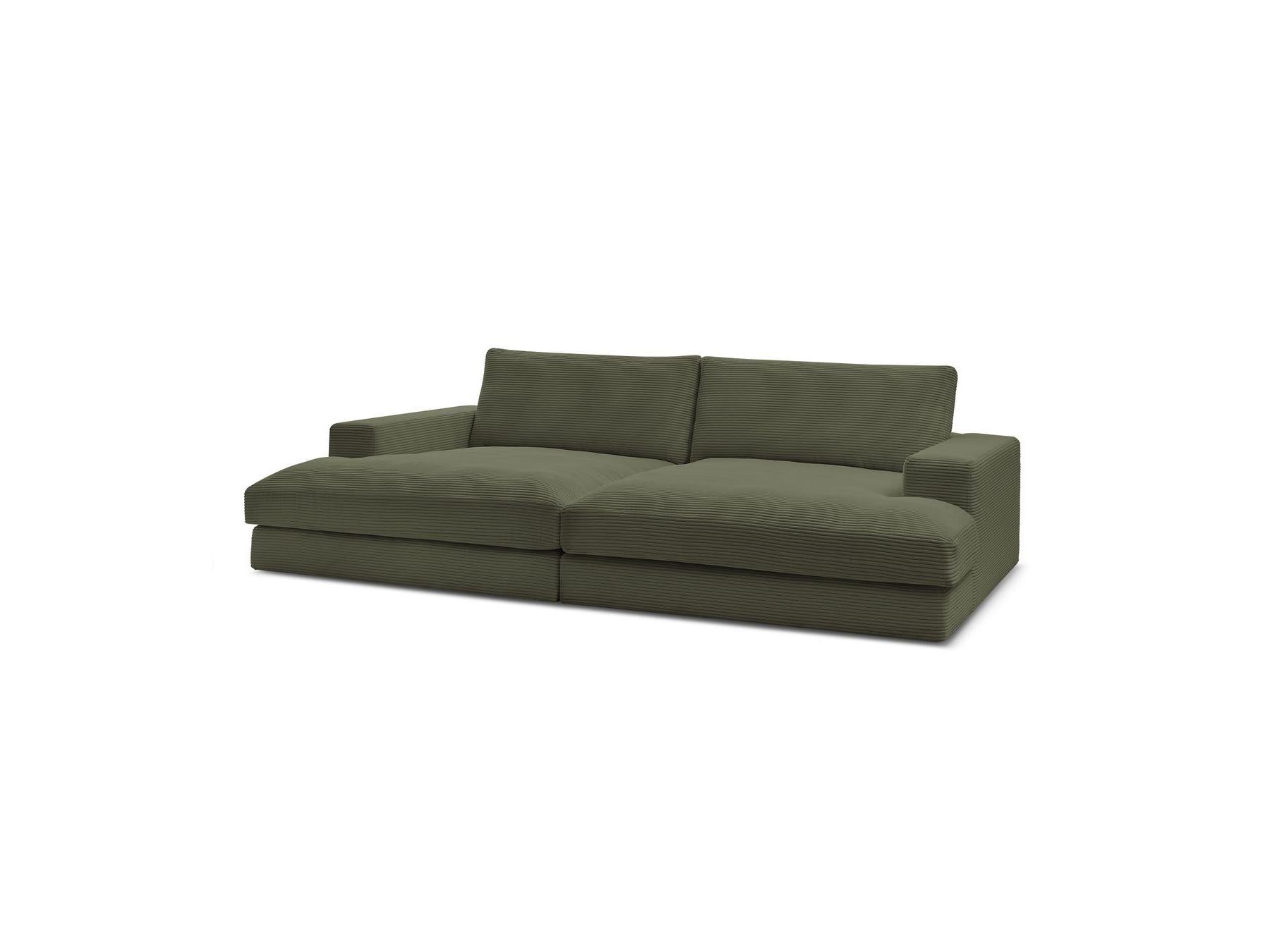 Fixed Straight 4-Seater Compact Sofa Deep Seat - Leonard - Corduroy