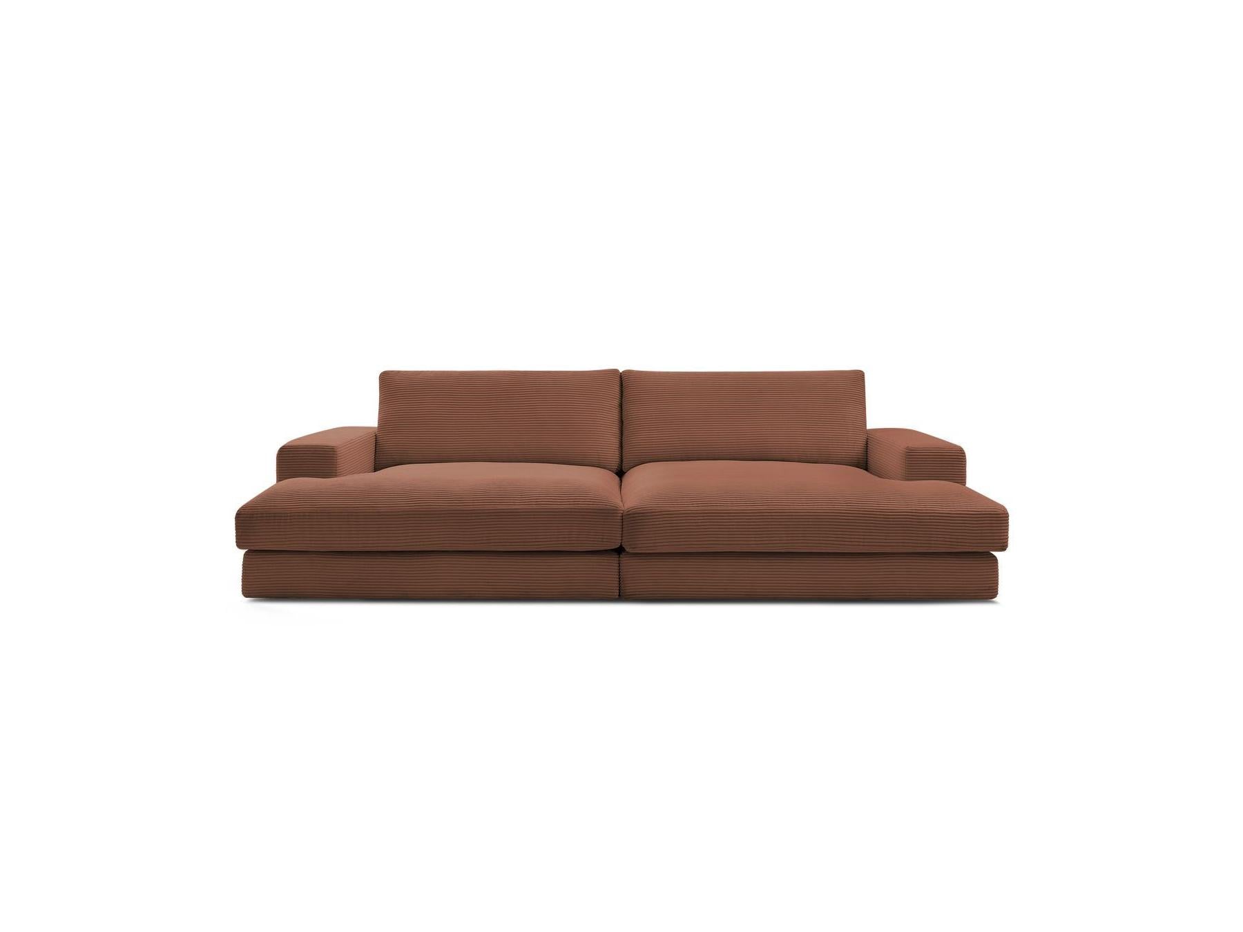 Fixed Straight 4-Seater Compact Sofa Deep Seat - Leonard - Corduroy