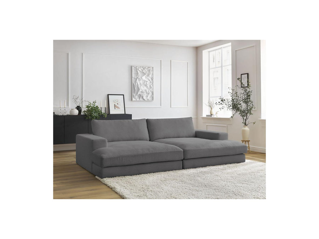 Fixed Straight 4-Seater Compact Sofa Deep Seat - Leonard - Corduroy