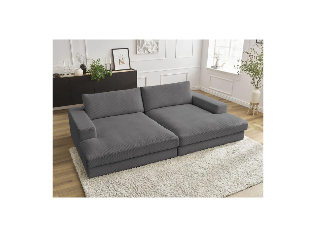 Fixed Straight 4-Seater Compact Sofa Deep Seat - Leonard - Corduroy